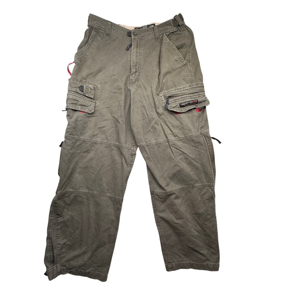 Vintage Rag Wear Cargo Pants Mens 36x30 Olive Green Adjustable Waist Pockets